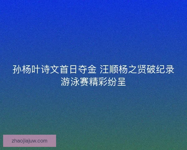孙杨叶诗文首日夺金 汪顺杨之贤破纪录游泳赛精彩纷呈
